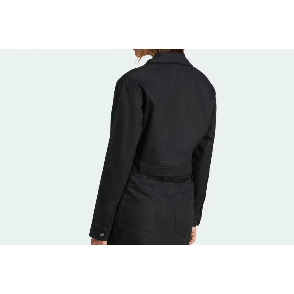 adidas Originals Firebird Twill Cropped Track Jacket Womens Small Black JW7267